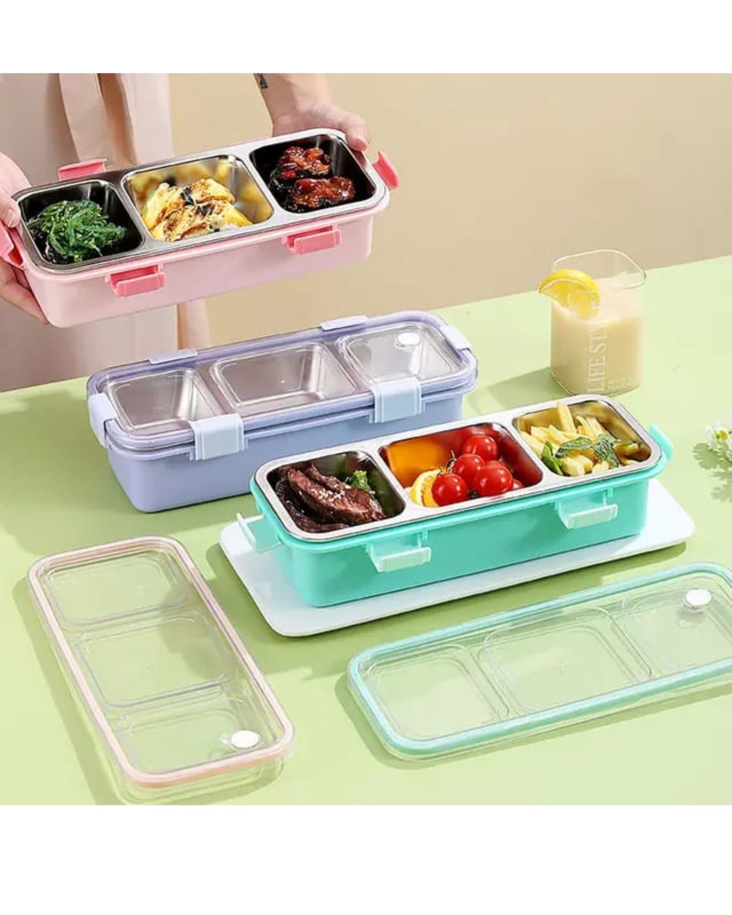 Premium Stainless Steel 3 Part Luch Box