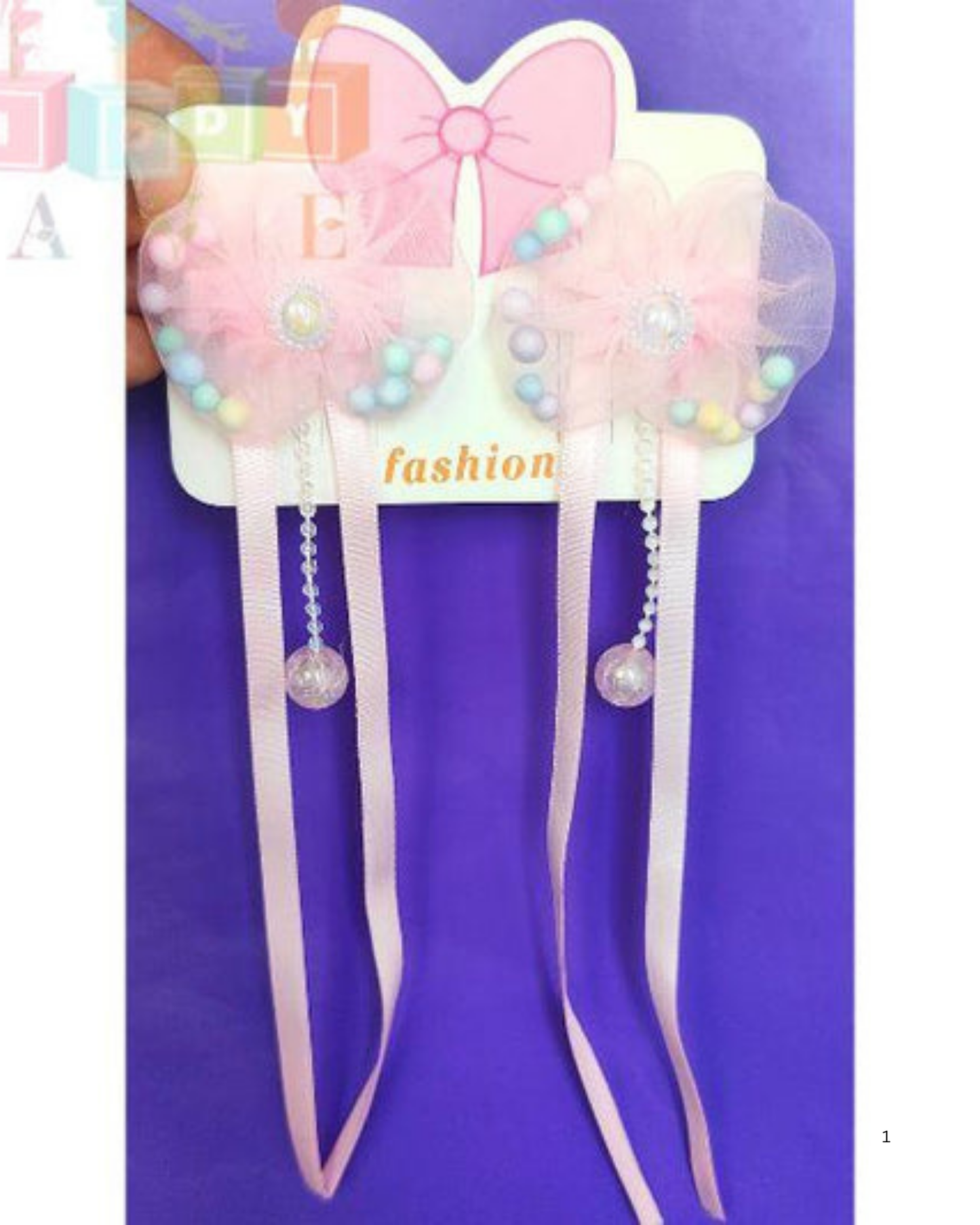 Bow Hanging Hair Clip (Random Colour) (Pack of 4)