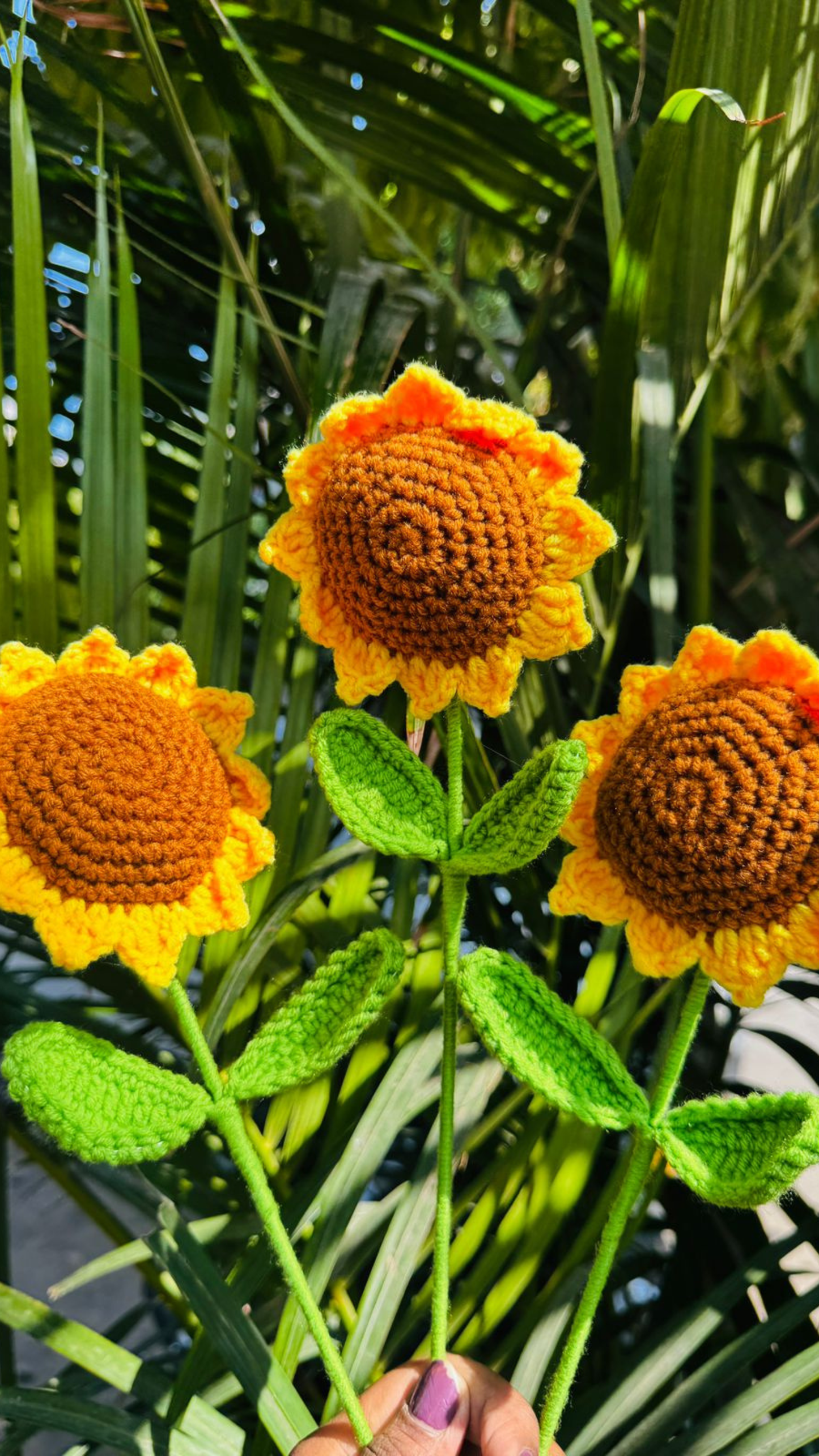 18" Sunny Sunflower Handcrafted Crochet Flower