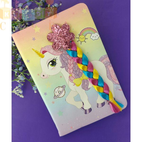 Unicorn Printed Soft Diary With Braide (Random)