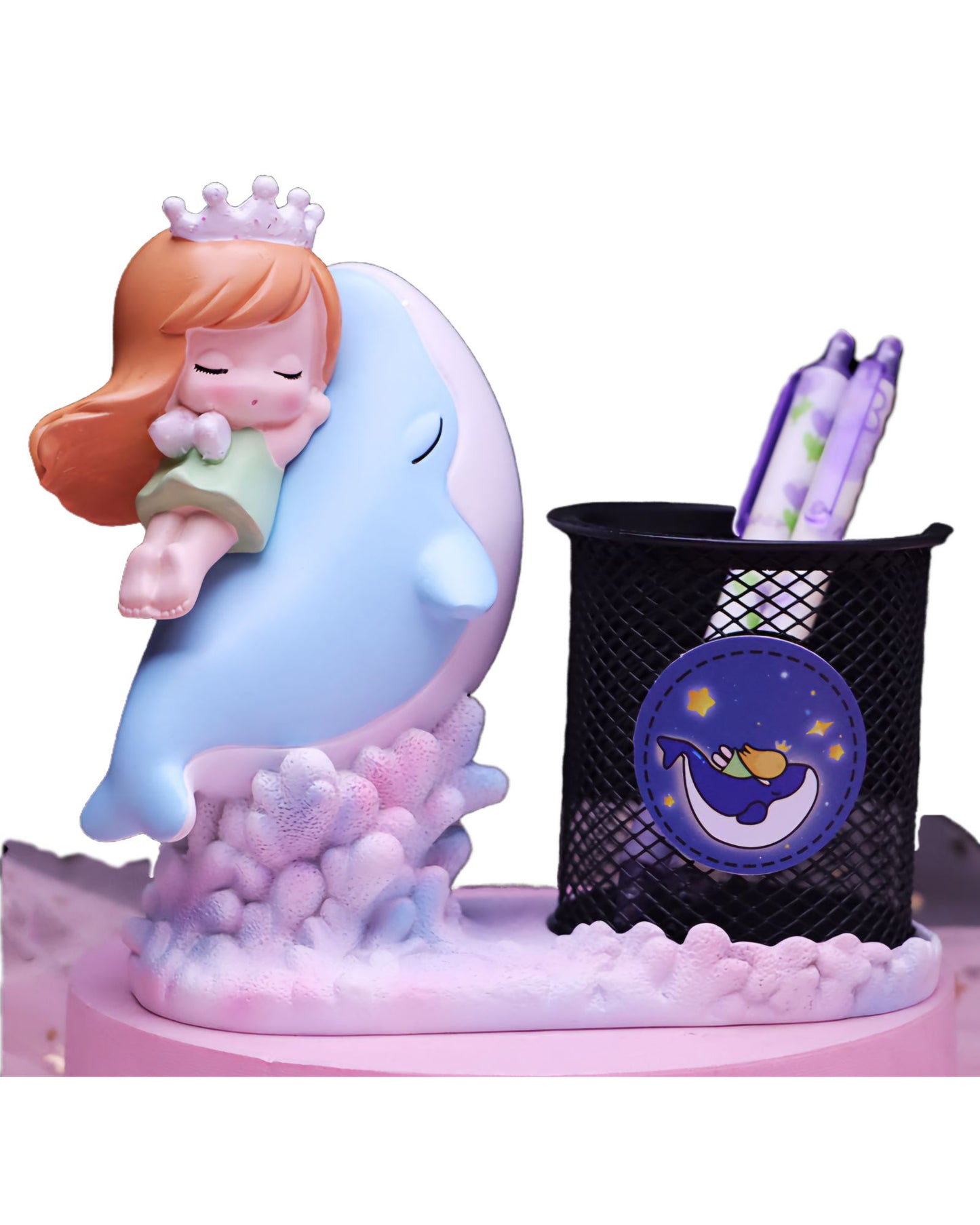 Dolphin With Princess Ceramic Pen Stand