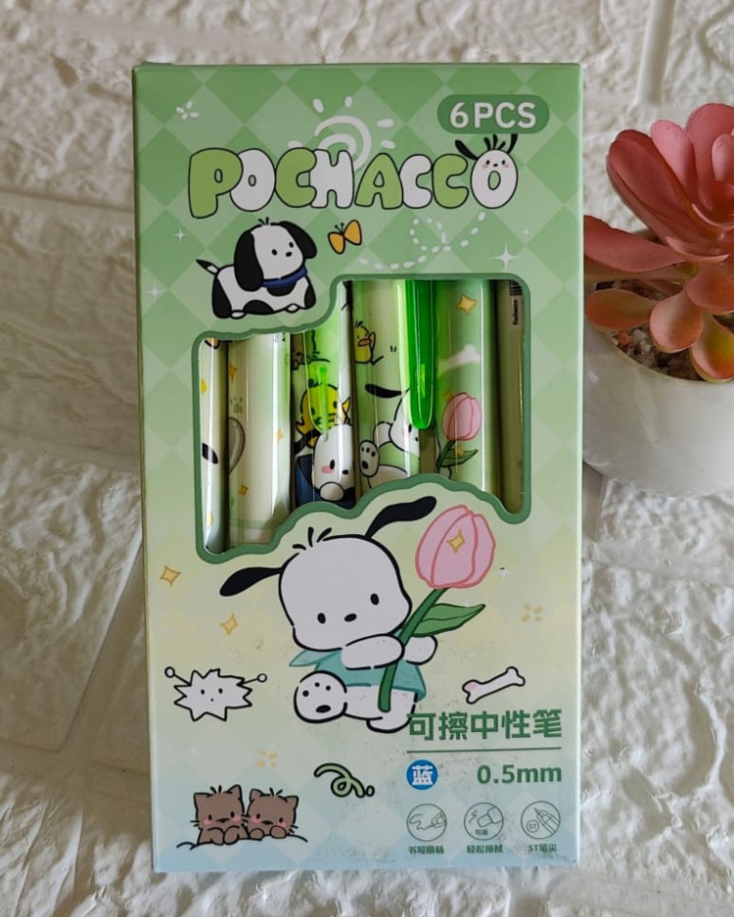Cartoon Erasable Gel Pen (6 Pc)