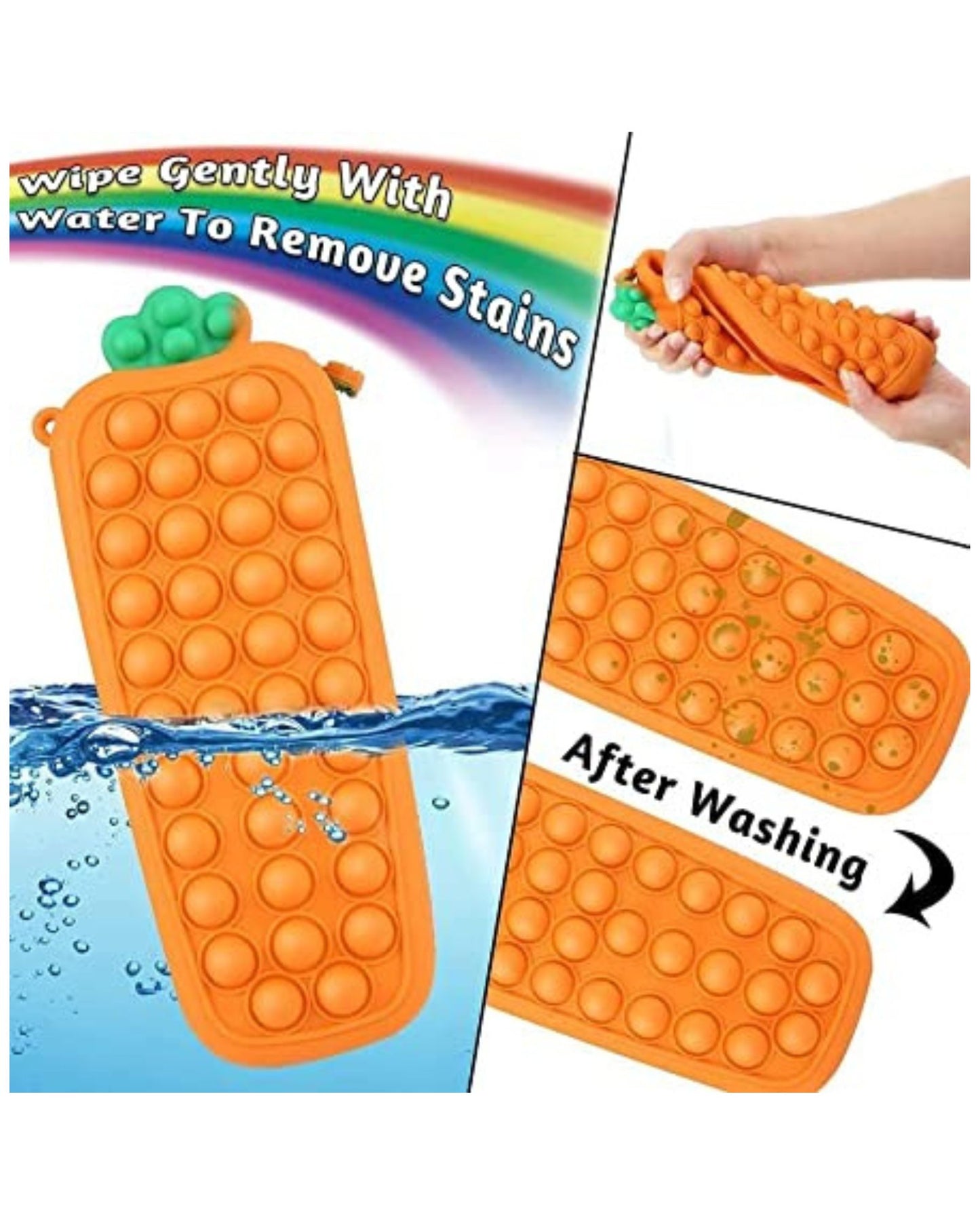 Carrot Silicone Pop It Pencil Pouch