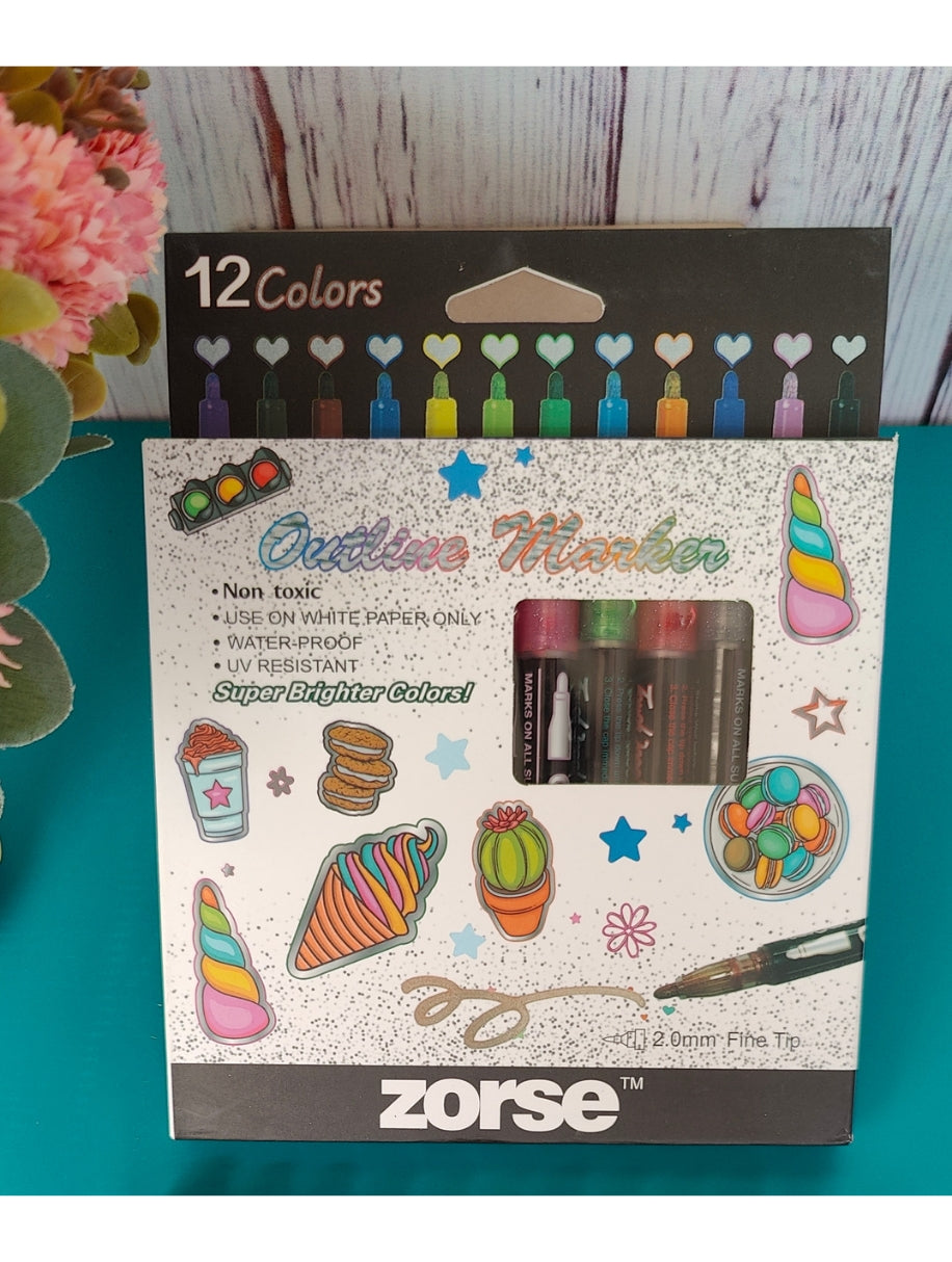 12 Colour Outline Marker