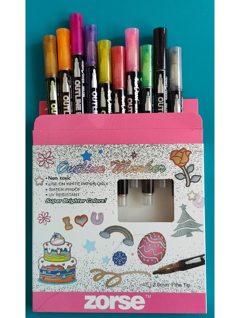 12 Colour Outline Marker