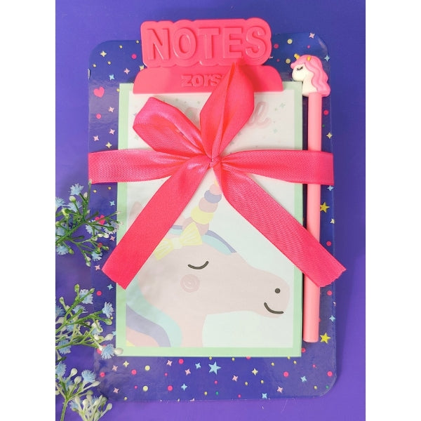 A5 Size Notepad With Clipboard ( Space & Unicorn )