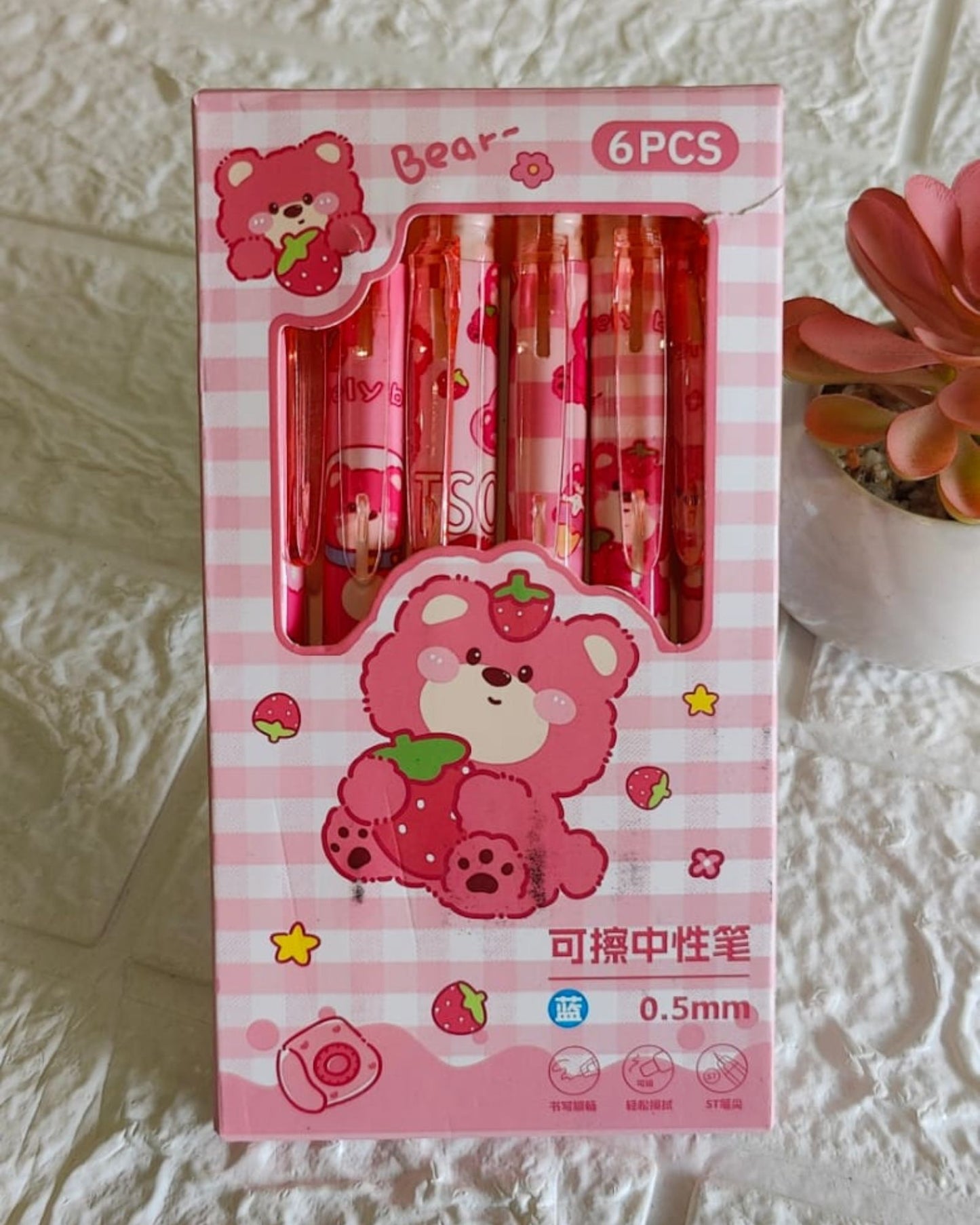 Cartoon Erasable Gel Pen (6 Pc)