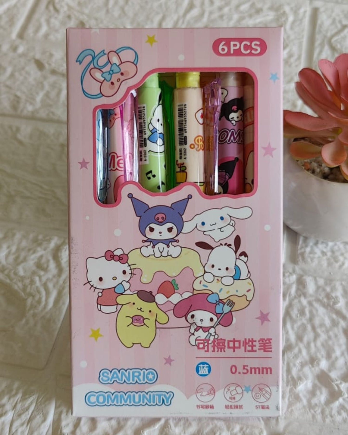 Cartoon Erasable Gel Pen (6 Pc)