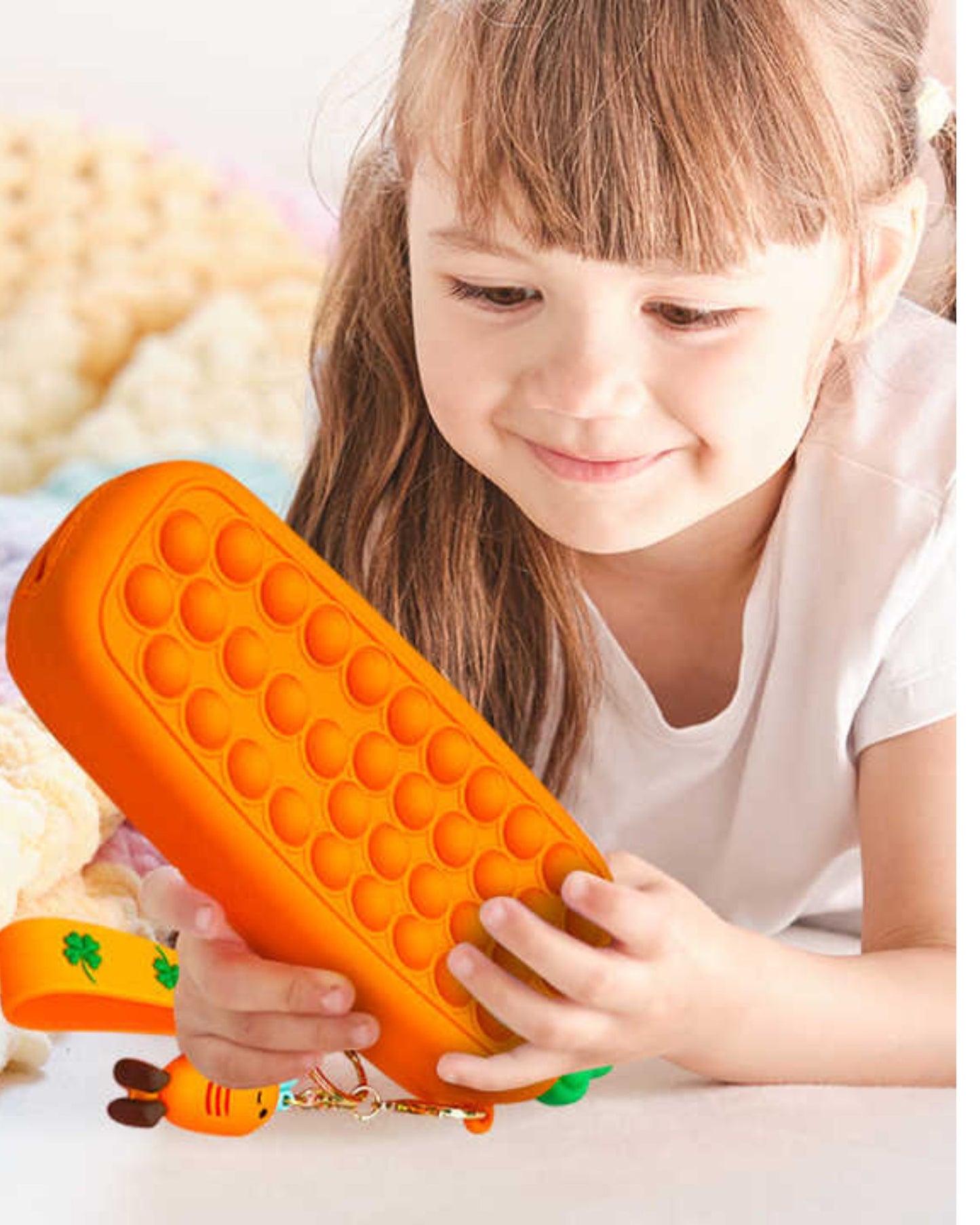 Carrot Silicone Pop It Pencil Pouch