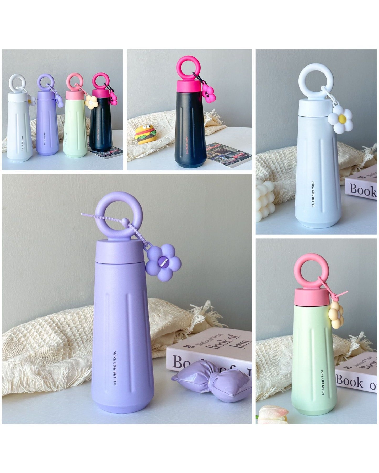 450ml Stylish Flower Design Insulated Flask