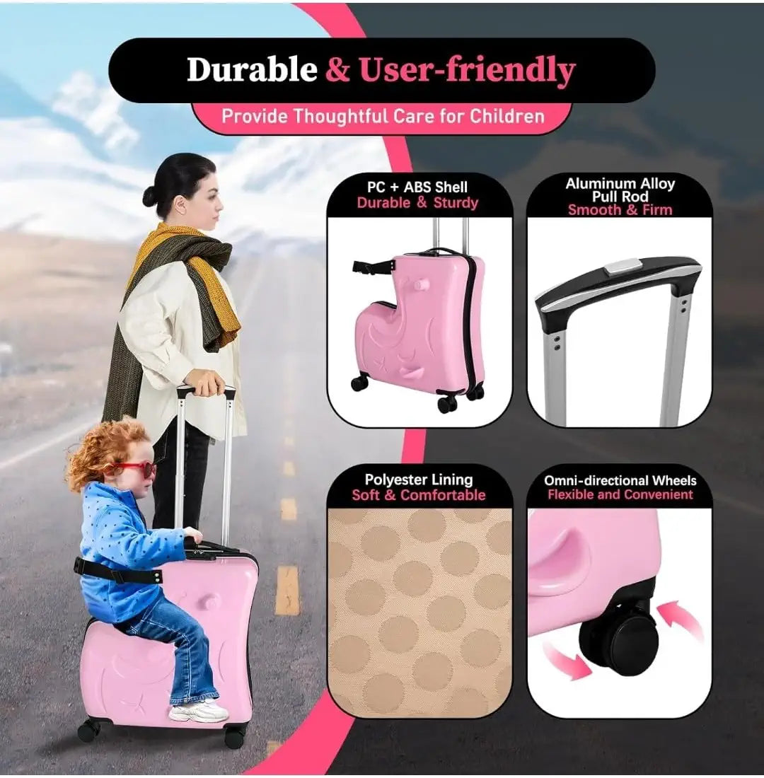 Unicorn Suitcase Trolley Bag With Scooter Ride