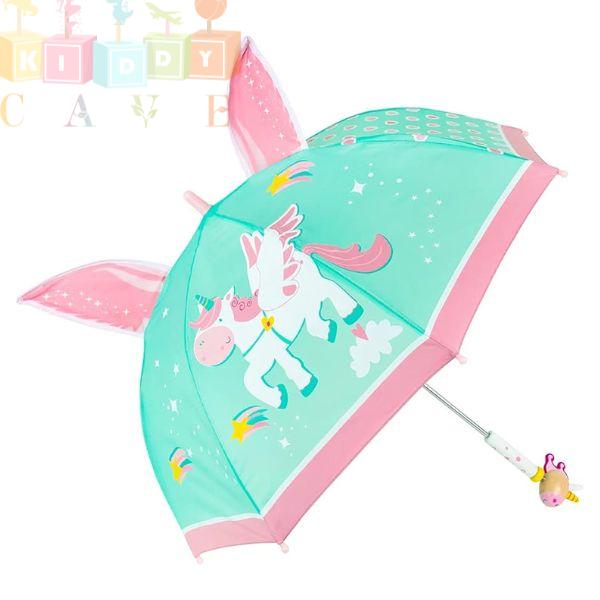 3D Green Unicorn Umbrella