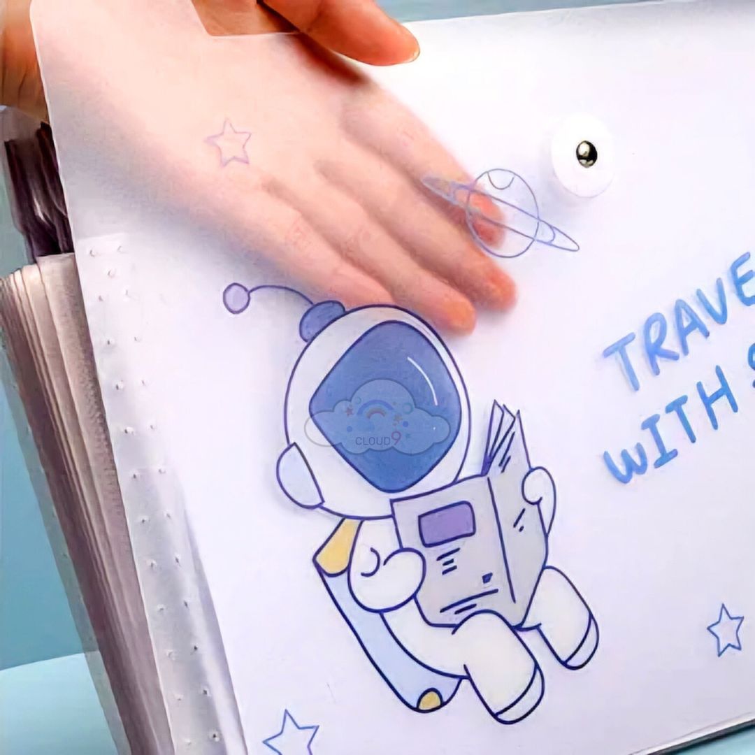 Cute A4 File Folder With Rope Buckle And 8 Compartments