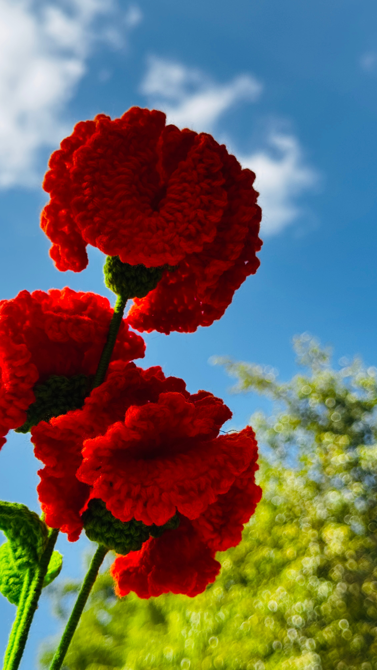 18" Red Carnation Handcrafted Crochet Flower