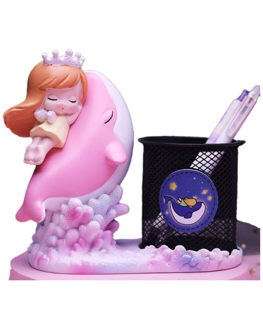 Dolphin With Princess Ceramic Pen Stand