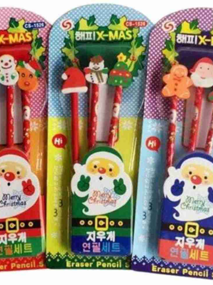 Christmas Pencil N Eraser Set
