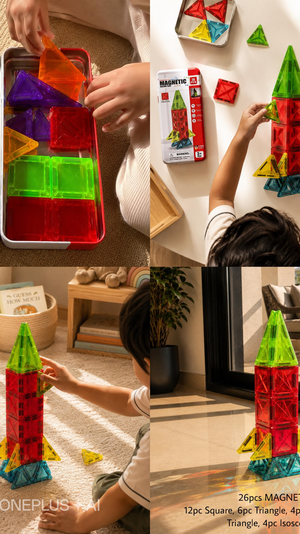 26 pcs Magical Colourful magnetic Building Block Tiles