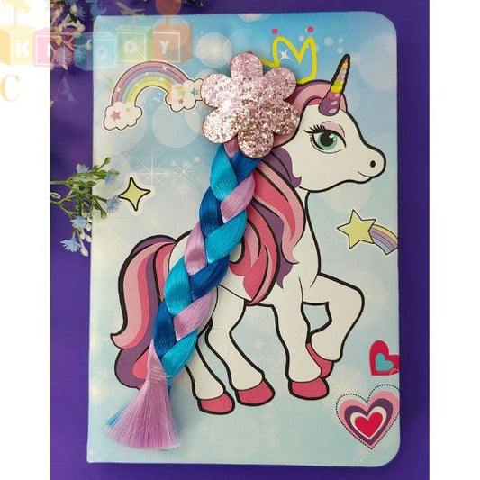 Unicorn Printed Soft Diary With Braide (Random)
