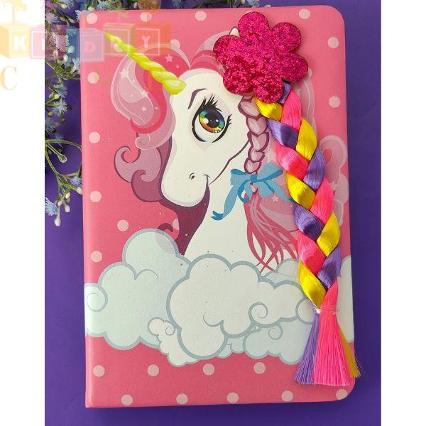 Unicorn Printed Soft Diary With Braide (Random)
