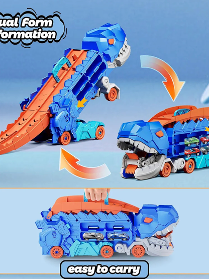 Dinosaur Car Eating Monster Truck With 8 Racing Car