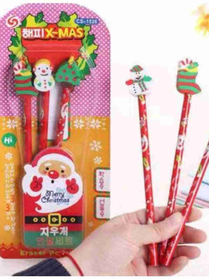 Christmas Pencil N Eraser Set