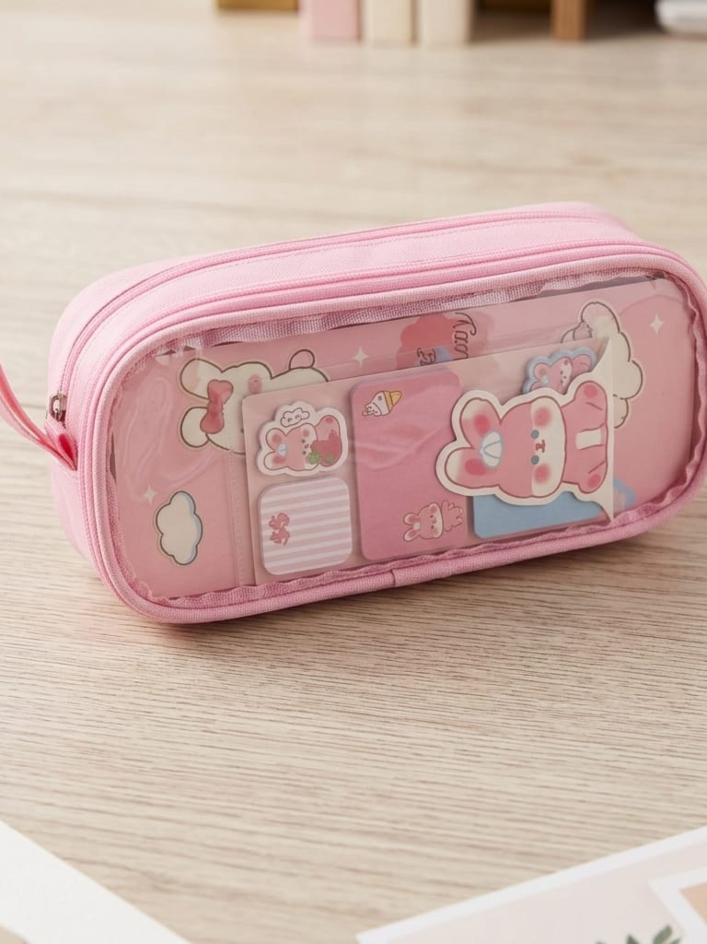 Bunny Pencil Pouch With Sticky Notes