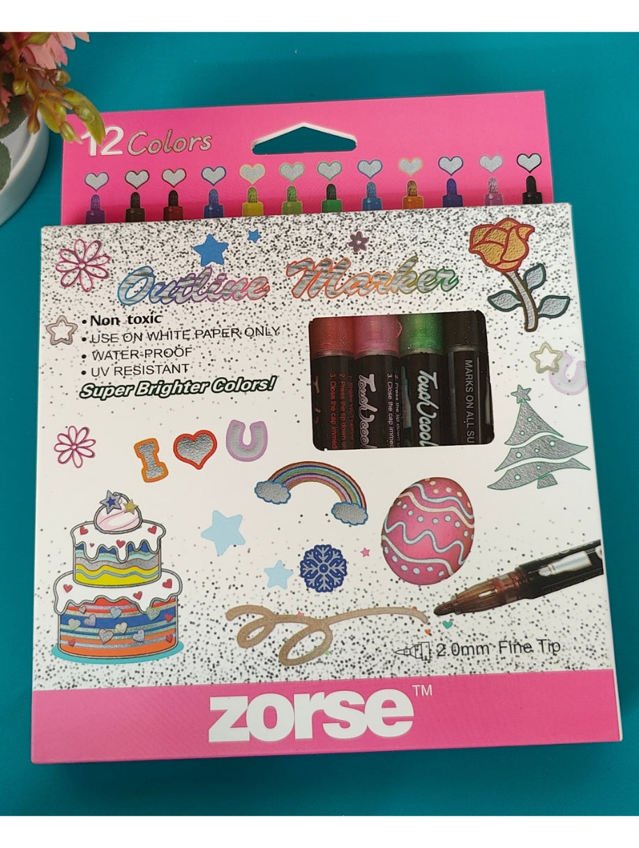 12 Colour Outline Marker