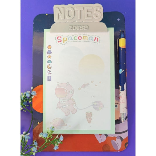 A5 Size Notepad With Clipboard ( Space & Unicorn )