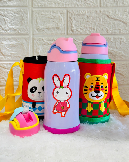 Cover Water Bottle With Dual Cap