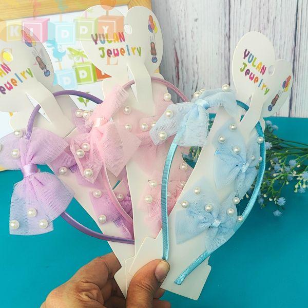 Bow Hair Band With Clips (Random Colour)