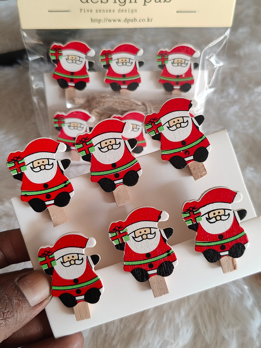 Christmas Wooden Photo Clip (Pack Of 6)