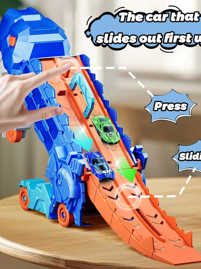 Dinosaur Car Eating Monster Truck With 8 Racing Car