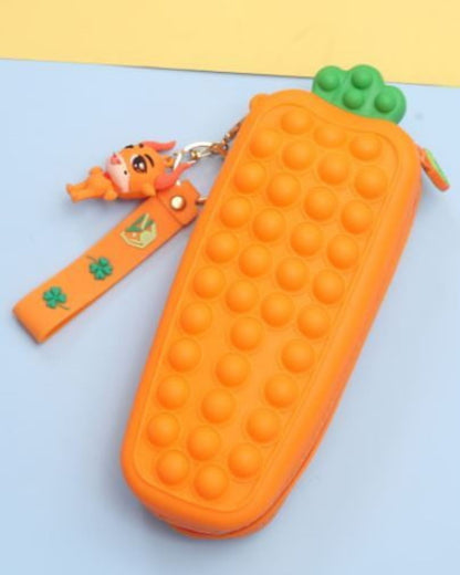 Carrot Silicone Pop It Pencil Pouch