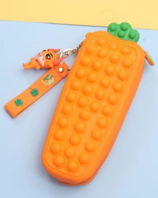 Carrot Silicone Pop It Pencil Pouch