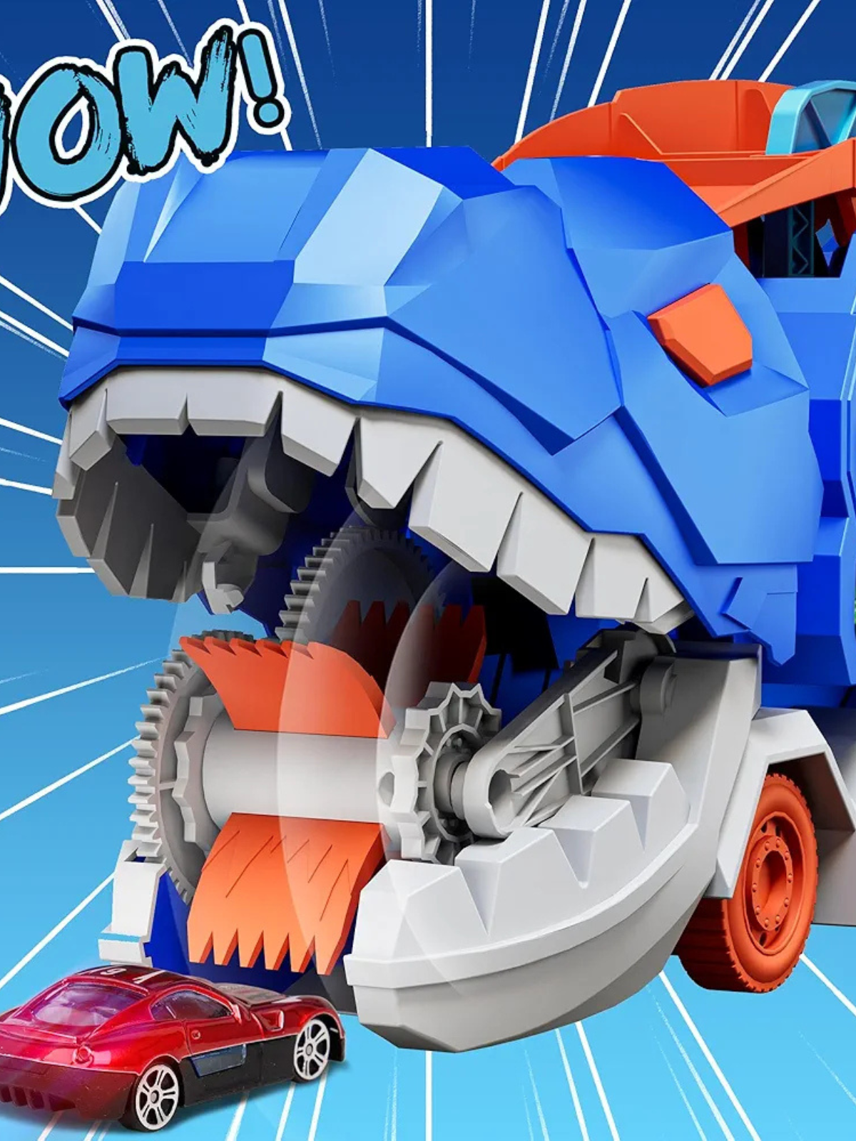 Dinosaur Car Eating Monster Truck With 8 Racing Car