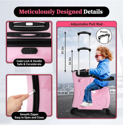 Unicorn Suitcase Trolley Bag With Scooter Ride
