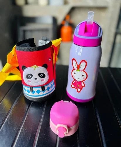 Cover Water Bottle With Dual Cap