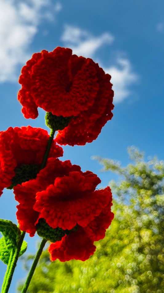 18" Red Carnation Handcrafted Crochet Flower