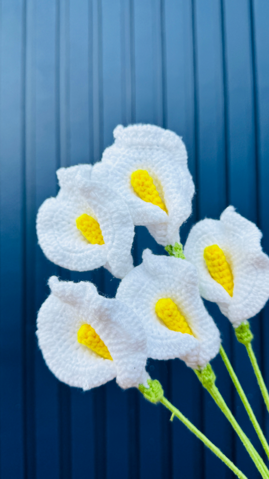 18" White Lily Handcrafted Crochet Flower