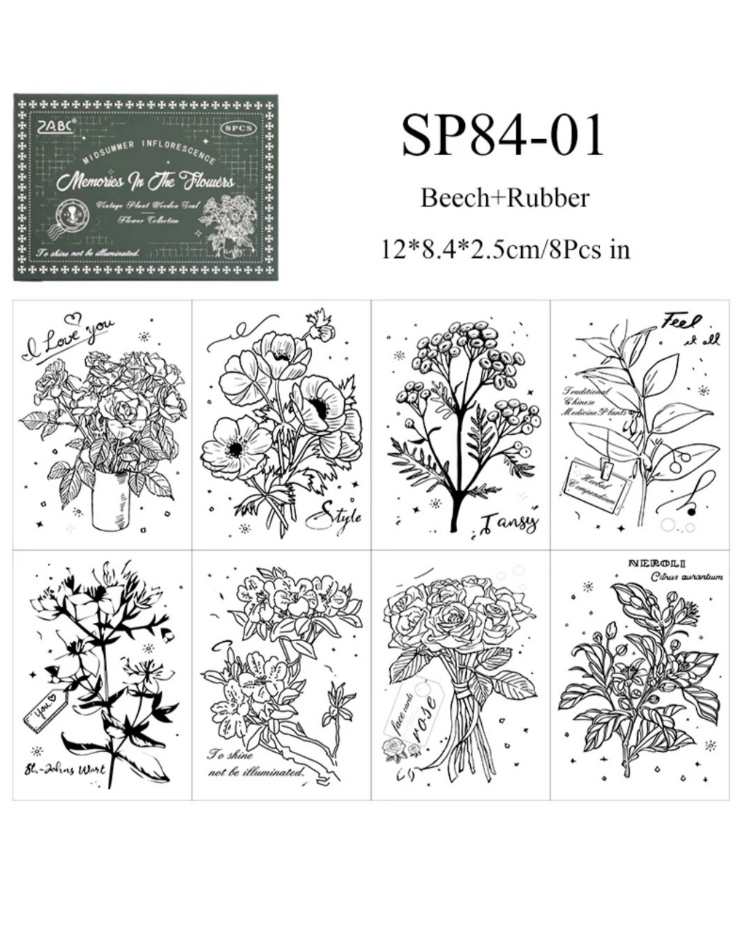 Vintage Wooden Stamp (8 Pcs)